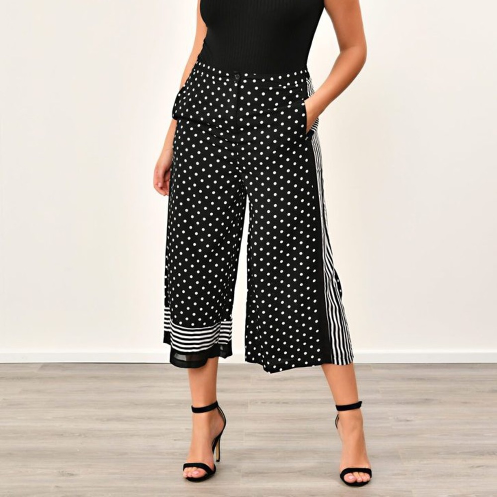 Mixed pattern cropped pants